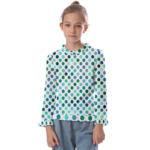 Polka-dot-green Kids  Frill Detail Tee by nate14shop