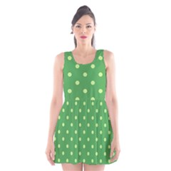 Polka-dots-green Scoop Neck Skater Dress by nate14shop