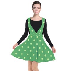 Polka-dots-green Plunge Pinafore Dress by nate14shop