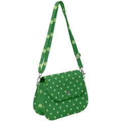 Polka-dots-green Saddle Handbag by nate14shop