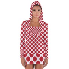 Polka-dots-polkared Long Sleeve Hooded T-shirt by nate14shop