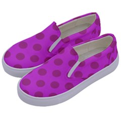 Polka-dots-purple Kids  Canvas Slip Ons