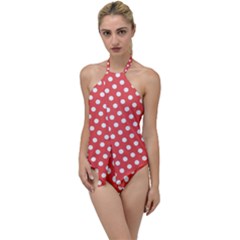 Polka-dots-red Go With The Flow One Piece Swimsuit by nate14shop