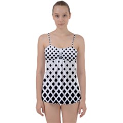 Square-background Babydoll Tankini Set