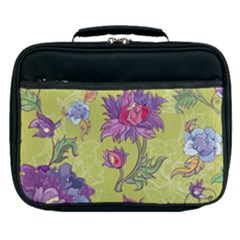 Blue Purple Floral Pattern Lunch Bag by designsbymallika
