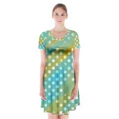 Abstract-polkadot 01 Short Sleeve V-neck Flare Dress by nate14shop