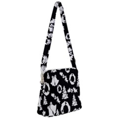 Backdrop-black-white,christmas Zipper Messenger Bag by nate14shop