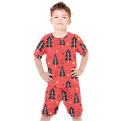 Christmas Tree,snow Star Kids  Tee And Shorts Set by nate14shop