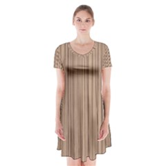 Background-wood Pattern Short Sleeve V-neck Flare Dress by nate14shop