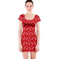 Christmas Pattern,love Red Short Sleeve Bodycon Dress by nate14shop