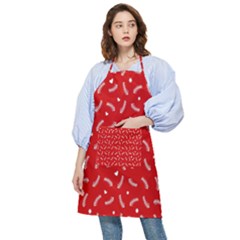 Christmas Pattern,love Red Pocket Apron by nate14shop