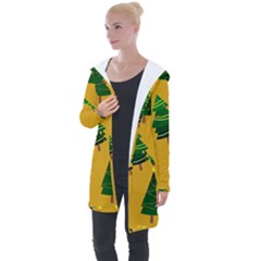 Christmas Tree,yellow Longline Hooded Cardigan by nate14shop