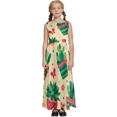 Cactus Love 5 Kids  Satin Sleeveless Maxi Dress by designsbymallika