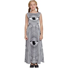 Eye Pattern Kids  Satin Sleeveless Maxi Dress by designsbymallika