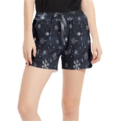 Snowflakes,white,black Women s Runner Shorts by nateshop