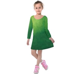 Light Green Abstract Kids  Long Sleeve Velvet Dress by nateshop