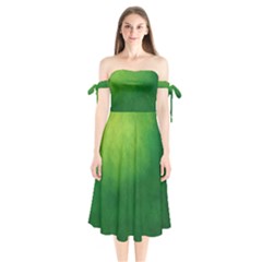 Light Green Abstract Shoulder Tie Bardot Midi Dress by nateshop