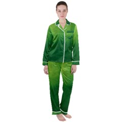 Light Green Abstract Satin Long Sleeve Pajamas Set by nateshop