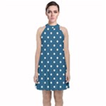 Polka-dots Velvet Halter Neckline Dress 