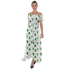 Christmas-trees Off Shoulder Open Front Chiffon Dress by nateshop