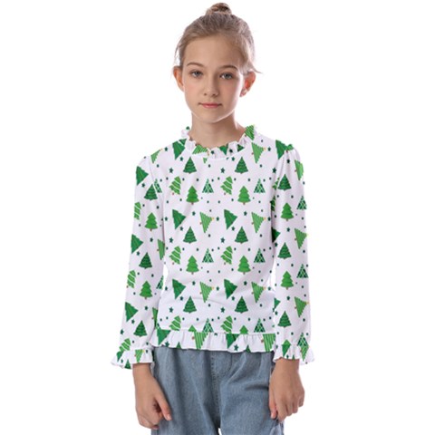 Christmas-trees Kids  Frill Detail Tee by nateshop