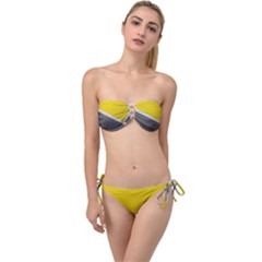 Pattern Yellow And Gray Twist Bandeau Bikini Set by nateshop