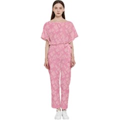 Pink Batwing Lightweight Chiffon Jumpsuit by nateshop