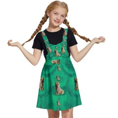 Happy Small Dogs In Calm In The Big Blooming Forest Kids  Apron Dress by pepitasart