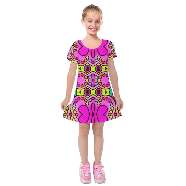 Abstract-karakkter Kids  Short Sleeve Velvet Dress