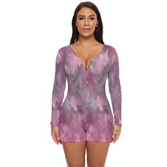 Abstract-pink Long Sleeve Boyleg Swimsuit by nateshop