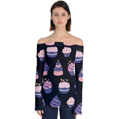 Birthday-cake Off Shoulder Long Sleeve Top by nateshop