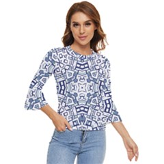 Blue-design Bell Sleeve Top