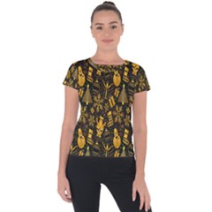 Christmas Gold Short Sleeve Sports Top  by nateshop