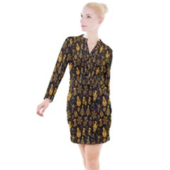 Christmas Gold Button Long Sleeve Dress by nateshop