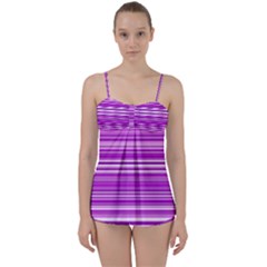 Pattern-purple Lines Babydoll Tankini Set by nateshop