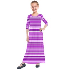 Pattern-purple Lines Kids  Quarter Sleeve Maxi Dress by nateshop