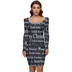 Abstract Advent Backdrop Background Card Women Long Sleeve Ruched Stretch Jersey Dress by artworkshop