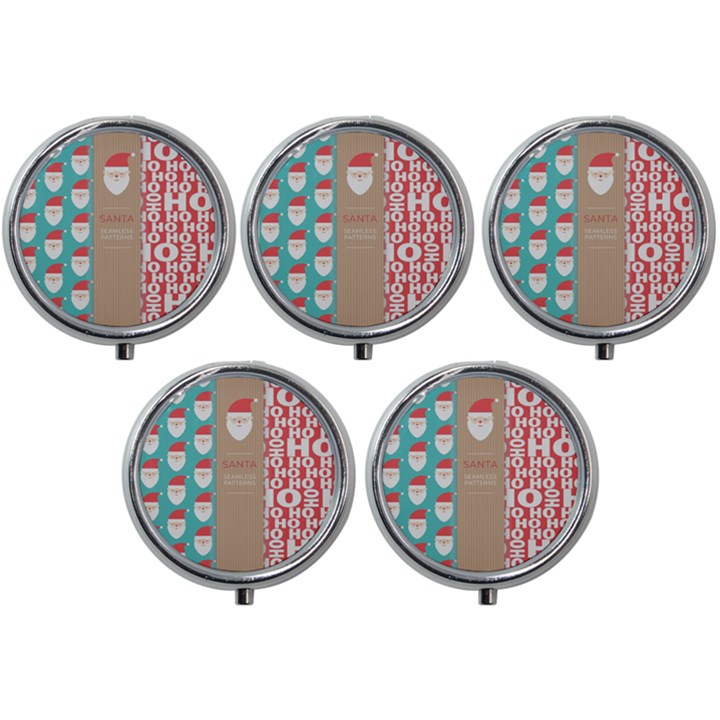  Christmas Claus Continuous Mini Round Pill Box (Pack of 5)