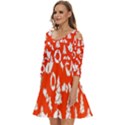 Orange Background Card Christmas  Shoulder Cut Out Zip Up Dress View2