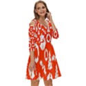 Orange Background Card Christmas  Shoulder Cut Out Zip Up Dress View3