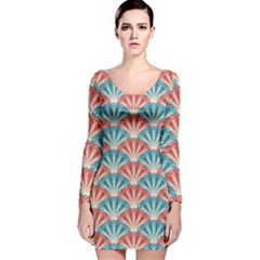 Seamless-patter-peacock Long Sleeve Velvet Bodycon Dress