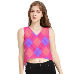 Texture V-neck Cropped Tank Top by nateshop