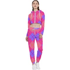 Texture Cropped Zip Up Lounge Set