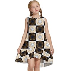 Illustration Checkered Pattern Decoration Kids  Frill Swing Dress