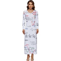 Math Formula Pattern Long Sleeve Velour Longline Maxi Dress
