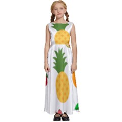 Fruits Cartoon Kids  Satin Sleeveless Maxi Dress