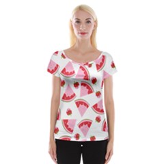 Pink Watermeloon Cap Sleeve Top by Sapixe