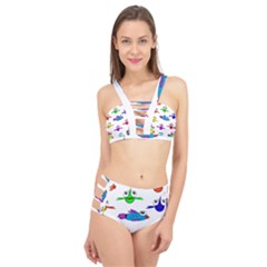 Fish Swim Cartoon Funnycute Cage Up Bikini Set by Sapixe