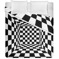 Black And White Chess Checkered Spatial 3d Duvet Cover Double Side (california King Size) by Sapixe