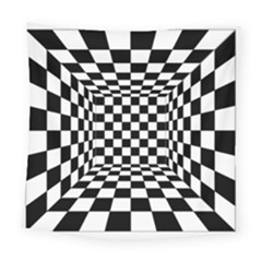 Black And White Chess Checkered Spatial 3d Square Tapestry (large) by Sapixe